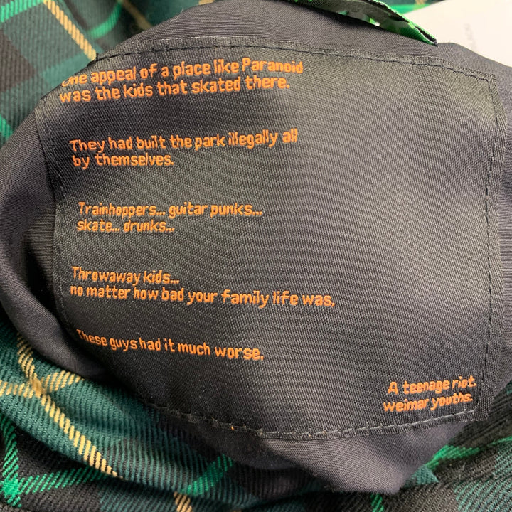 LIBERAL YOUTH MINISTRY Size L Grunge Hoodie Green Black Yellow Plaid Wool Oversized Sweatshirt