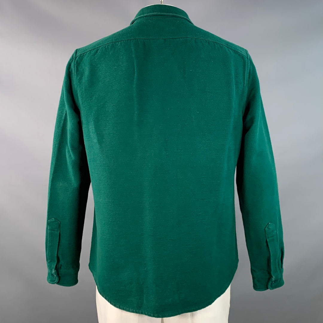 J.CREW Size L Forest Green Cotton Two Pockets Long Sleeve Shirt