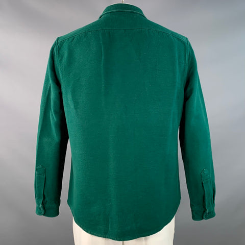 Chemise J.CREW manches longues en coton vert forêt, taille L, deux poches