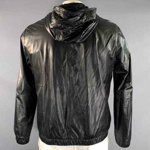 THE ROW Size 42 Black Lambskin Hooded Jacket