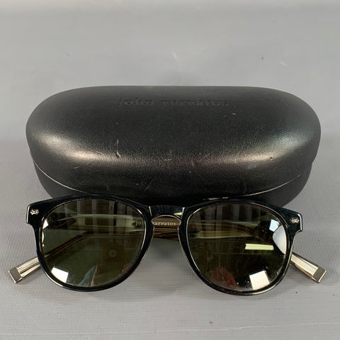 JOHN VARVATOS Black Beige Acetate Full Frame Square Sunglasses