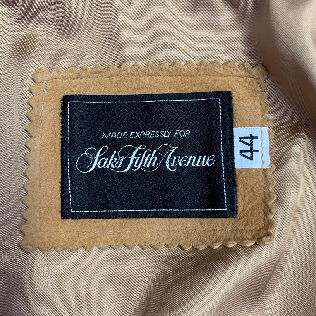 SAKS FIFTH AVENUE Vintage Size 44 Beige Suede Bomber Jacket