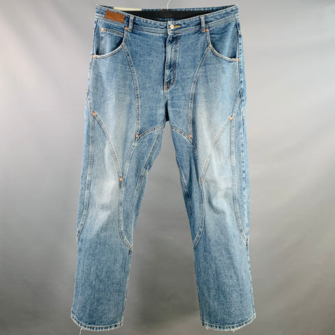 ANDERSSON BELL Size 36 Blue Twill Cotton Wide Leg Straight Five Pockets Jeans