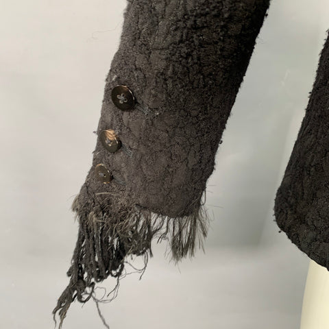 A TENTATIVE ATELIER Size 38 Black Textured Wool Blend Raw Edge Jacket