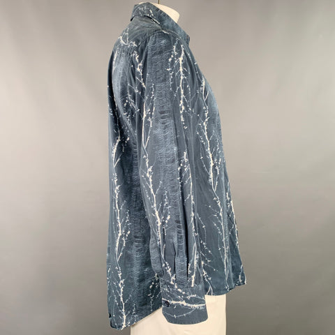 LIBERTY OF LONDON Size XL Navy White Abstract Cotton Long Sleeve Shirt
