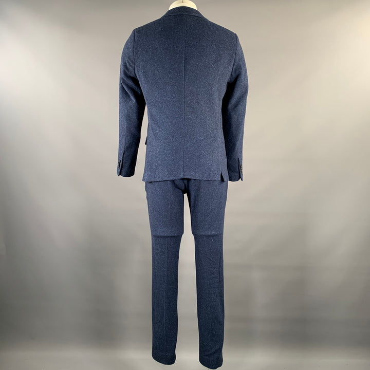 SCOTCH AND SODA Size 38 Navy Speckled Wool Blend Peak Lapel Suit
