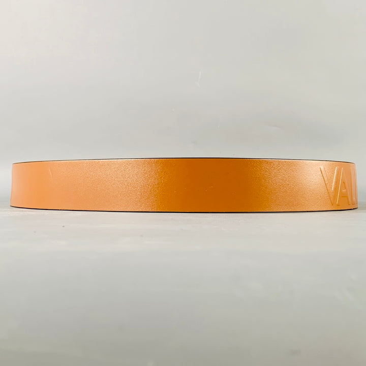 MARIO VALENTINO Size 36 Brown Gunmetal Monogram Leather Belt