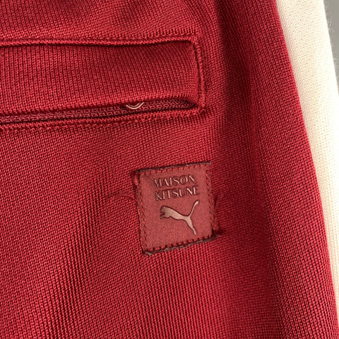 MAISON KITSUNE x PUMA Size M Burgundy White Vertical Stripe Casual Pants
