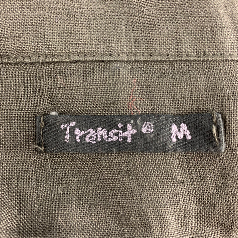TRANSIT Camisa de manga larga en mezcla de algodón verde Talla M