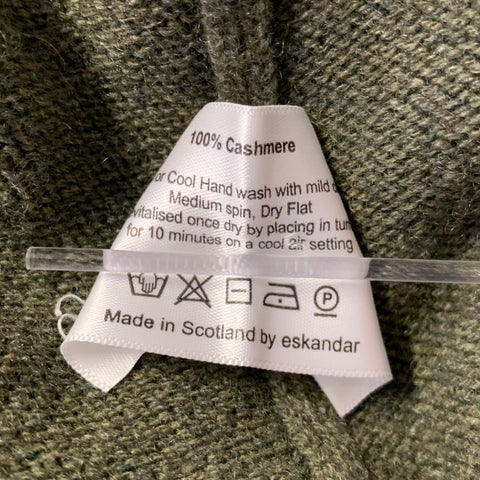 ESKANDAR Size M Green Olive Cashmere Oversized Turtleneck Sweater