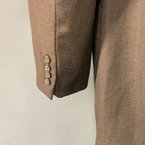 POLO by RALPH LAUREN Size 44 Regular Brown Black Glenplaid Notch Lapel Suit