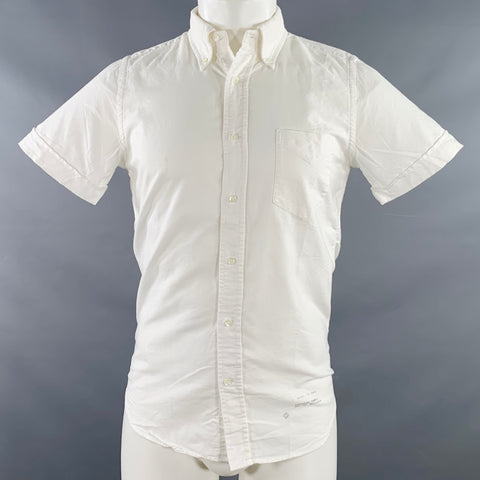 GANT Size S White Cotton Oxford One Pocket Short Sleeve Shirt