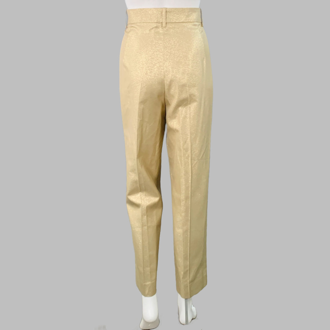 EMPORIO ARMANI Size M Gold Metallic Notch Lapel Pantsuit