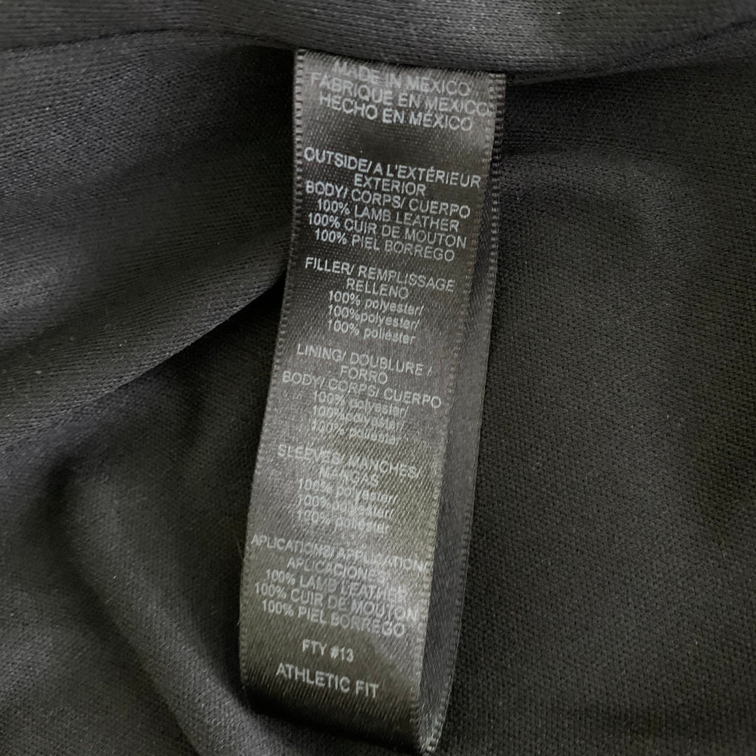 THURSDAY Chest Size XL Black Solid Lambskin Pointed Collar Jacket