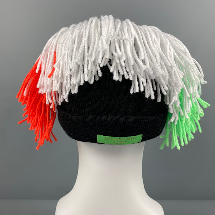 99 PERCENTIS Black Multi-Color Acrylic Fringe Beanie