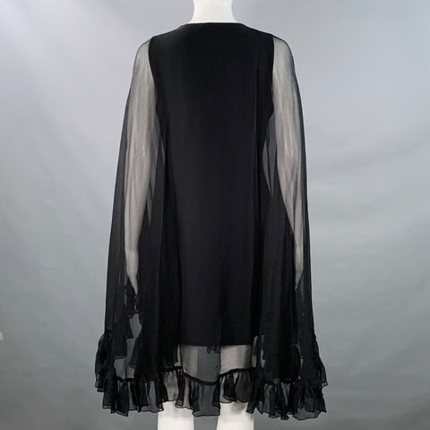 ANNE FONTAINE Size M Ballet Black Polyester Blend Cape Knee Length Dress