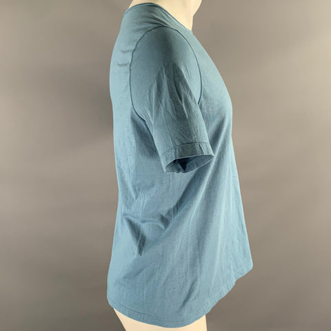 RICK OWENS Size M Blue Solid Cotton T-shirt