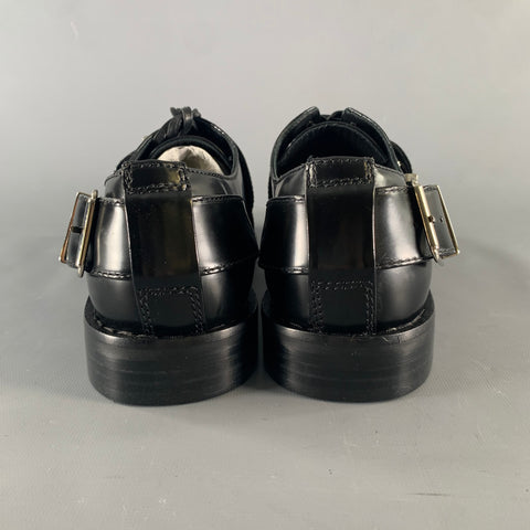 SIMONE ROCHA Size 9 Black Leather Belted Lace Up Shoes