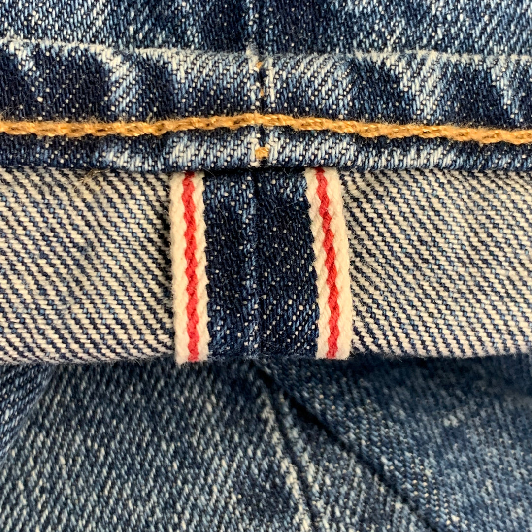 TODD SNYDER Size 32 Blue Cotton Straight Selvedge Denim Button Fly Jeans