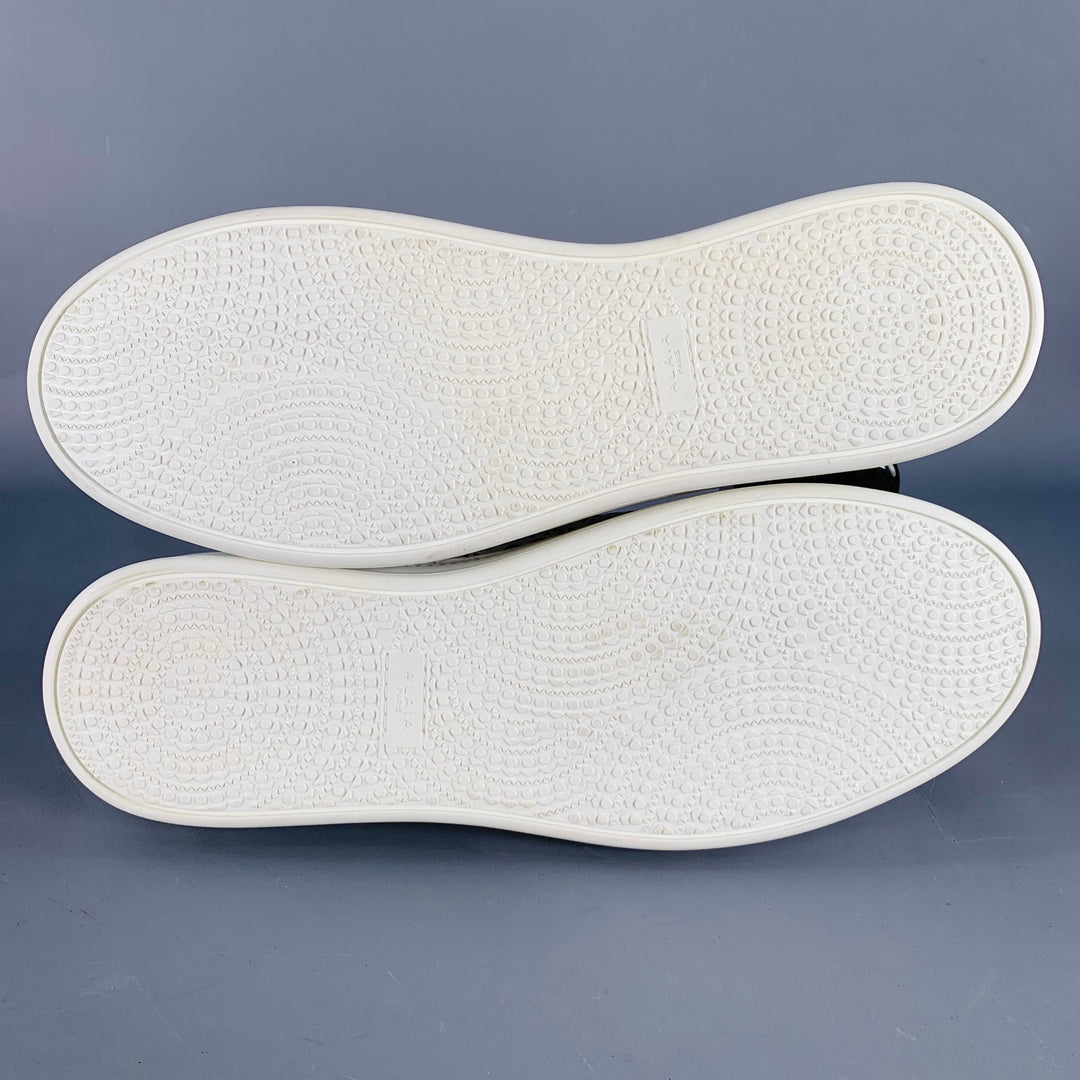 ALAIA Size 8 White Tan Laser Cut Leather Lace-Up Low Top Sneakers