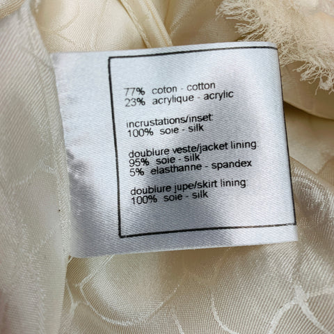 CHANEL Size 8 Cream Cotton  Acrylic Sleeveless Mid-Calf Dress