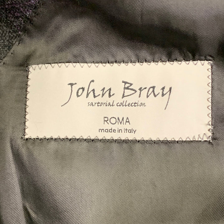 JOHN BRAY Size 48 Regular Black Purple Plaid Cashmere Sport Coat