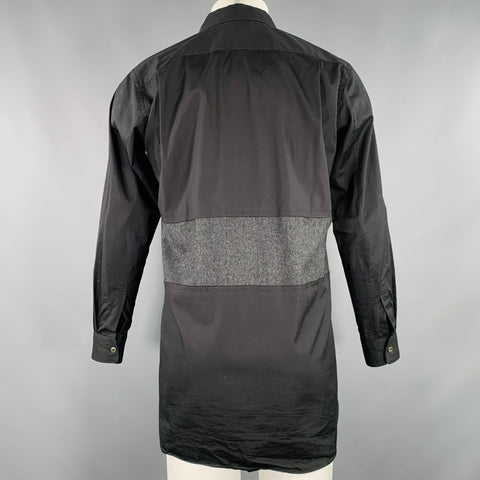 COMME des GARCONS HOMME PLUS Size S Black Charcoal Cotton Long Sleeve Shirt
