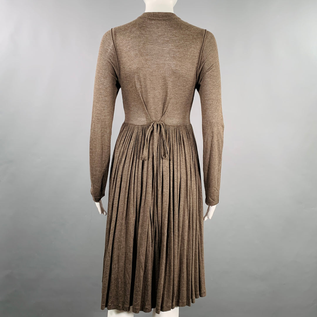 STELLA McCARTNEY Size M Brown Viscose Pleated Dress