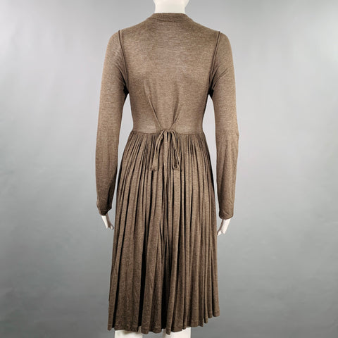 STELLA McCARTNEY Size M Brown Viscose Pleated Dress