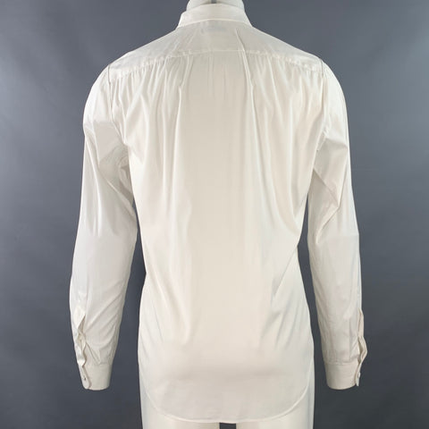 VALENTINO Size M White Cotton Hidden Placket Long Sleeve Shirt