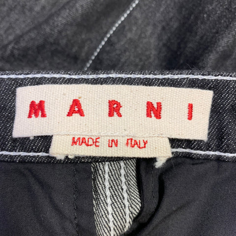 MARNI Size 2 Black White Cotton Contrast Stitch Bootcut Casual Pants