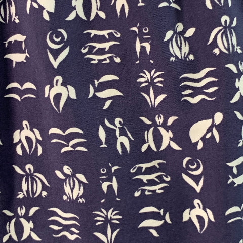 Maillot de bain à cordon de serrage VILEBREQUIN, taille L, en nylon, motif tropical abstrait, bleu marine et blanc