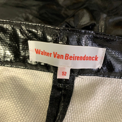 WALTER VAN BEIRENDONCK Size 36 Black Linen Blend Moto Casual Pants