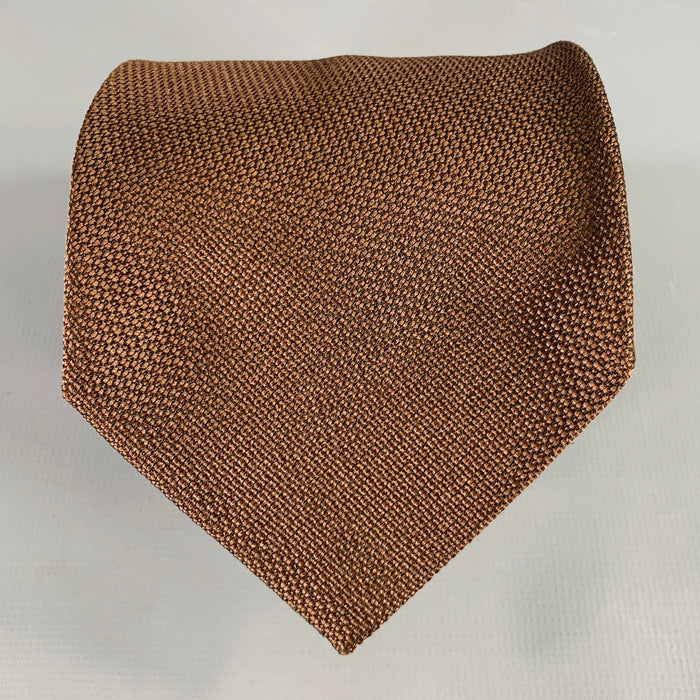 TOM FORD Brown Textured Silk Tie