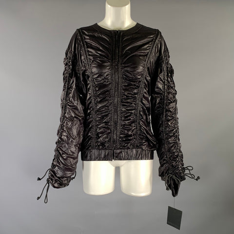 NORMA KAMALI Size S Black Nylon Ruched Zip Up Jacket Outdoor