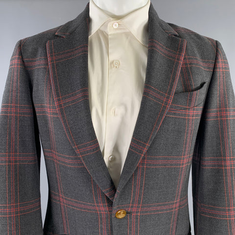 VIVIENNE WESTWOOD Costume en Laine Élasthanne à Carreaux Gris Marine Rouge Taille 38