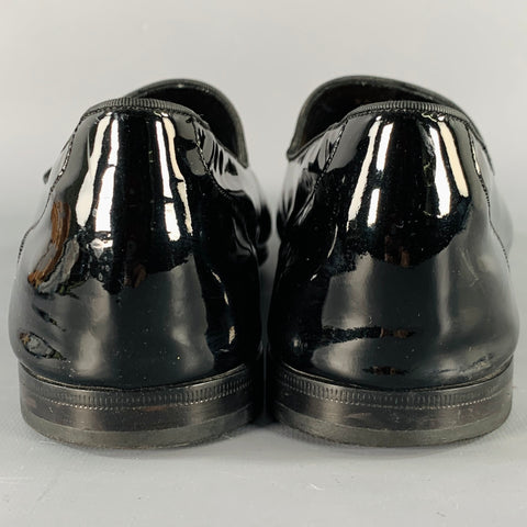 GUCCI Size 11.5 Black Patent Leather Tassel Loafers