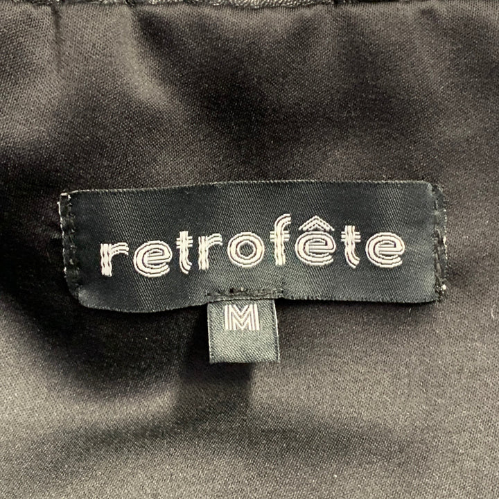 RETROFETE Size M Black Crystal Studded Lambskin Leather Biker Jacket
