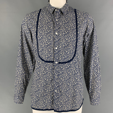 Vintage NEIGHBORHOOD Size XL Blue Floral Cotton Button Down Long Sleeve Shirt