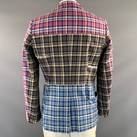 COMME des GARCONS HOMME PLUS AD2018 Chest Size L Purple Multi Color Cotton Plaid Sport Coat