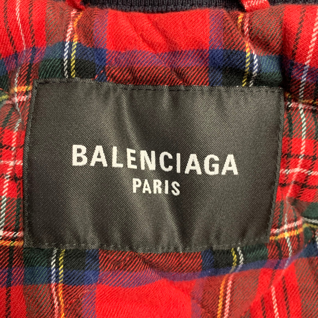 BALENCIAGA Size L Harrington Navy Cotton Bomber Jacket