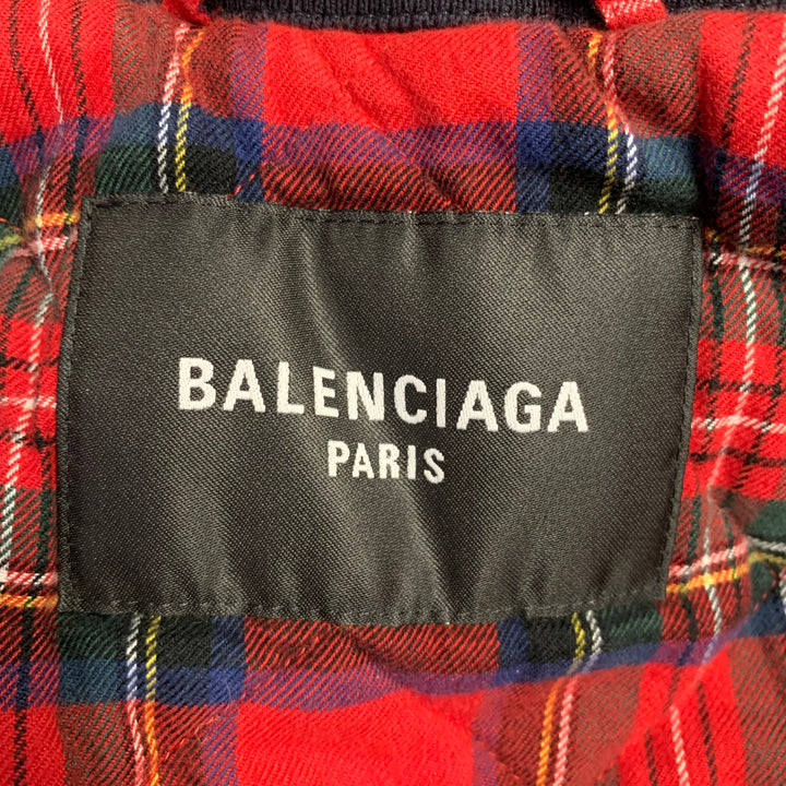 BALENCIAGA Size L Harrington Navy Cotton Bomber Jacket
