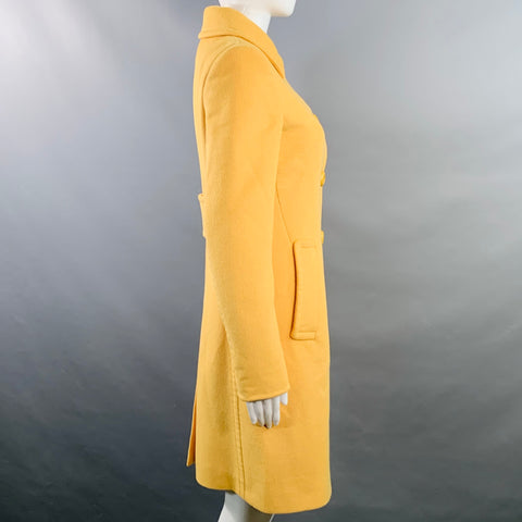 PRADA Size 2 Yellow Virgin Wool Angora Cashgora Single Breasted Coat