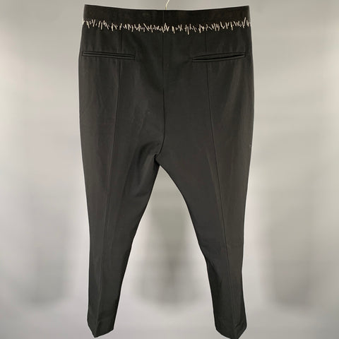 HAIDER ACKERMANN Size 33 Black White Contrast Stitch Silk Cotton Dress Pants