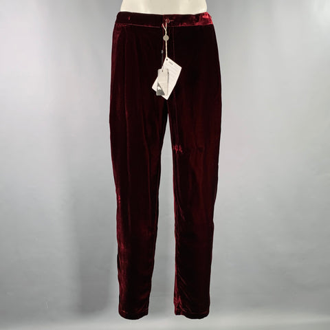 EMPORIO ARMANI Size 36 Burgundy Velvet Viscose Blend Zip Fly Dress Pants
