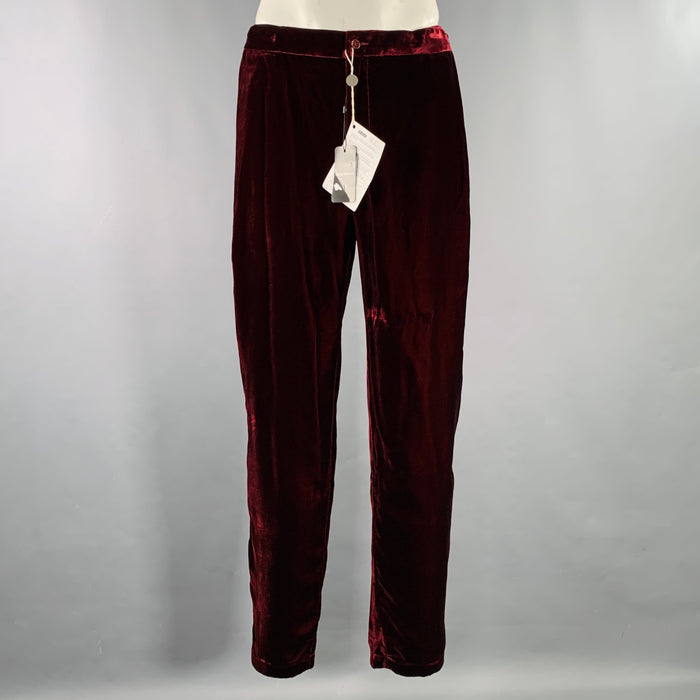 EMPORIO ARMANI Size 36 Burgundy Velvet Viscose Blend Zip Fly Dress Pants