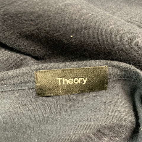 THEORY Size XL Navy Cotton Henley Pullover