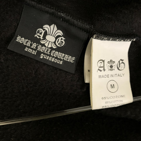AMAL GUESSOUS Chest Size M Black Graphic Cotton Blend Double Zipper Jacket