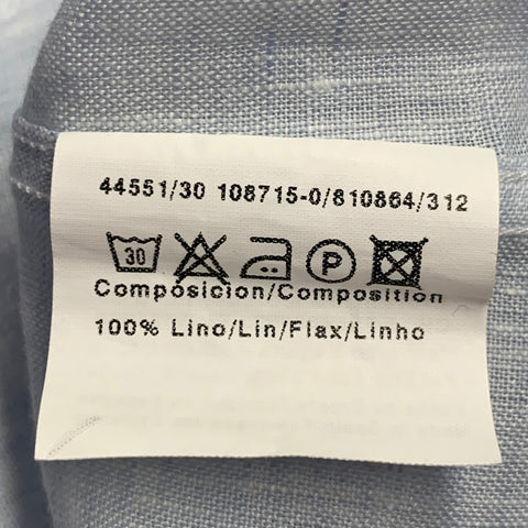 FLORENTINO Size M Light Blue Linen Spread Collar Long Sleeve Shirt