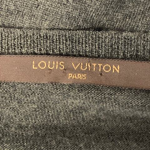 LOUIS VUITTON Size XXL Grey Charcoal Knitted Wool V-Neck Pullover